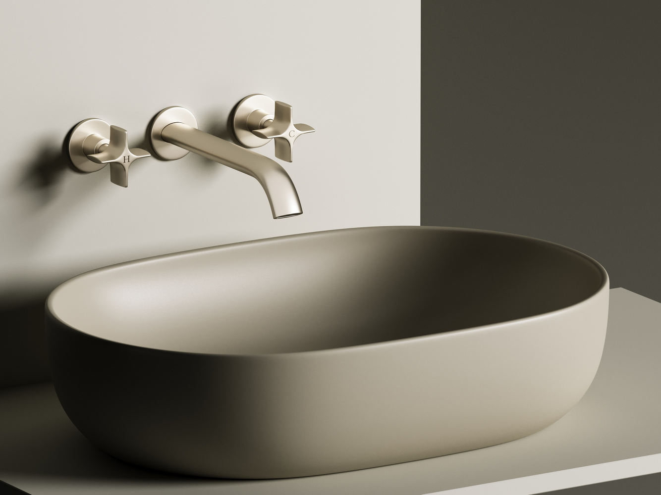 Умывальник чаша накладная овальная (цвет Капучино Матовый) Element 600x415x135мм - Gidratop.ru изображение