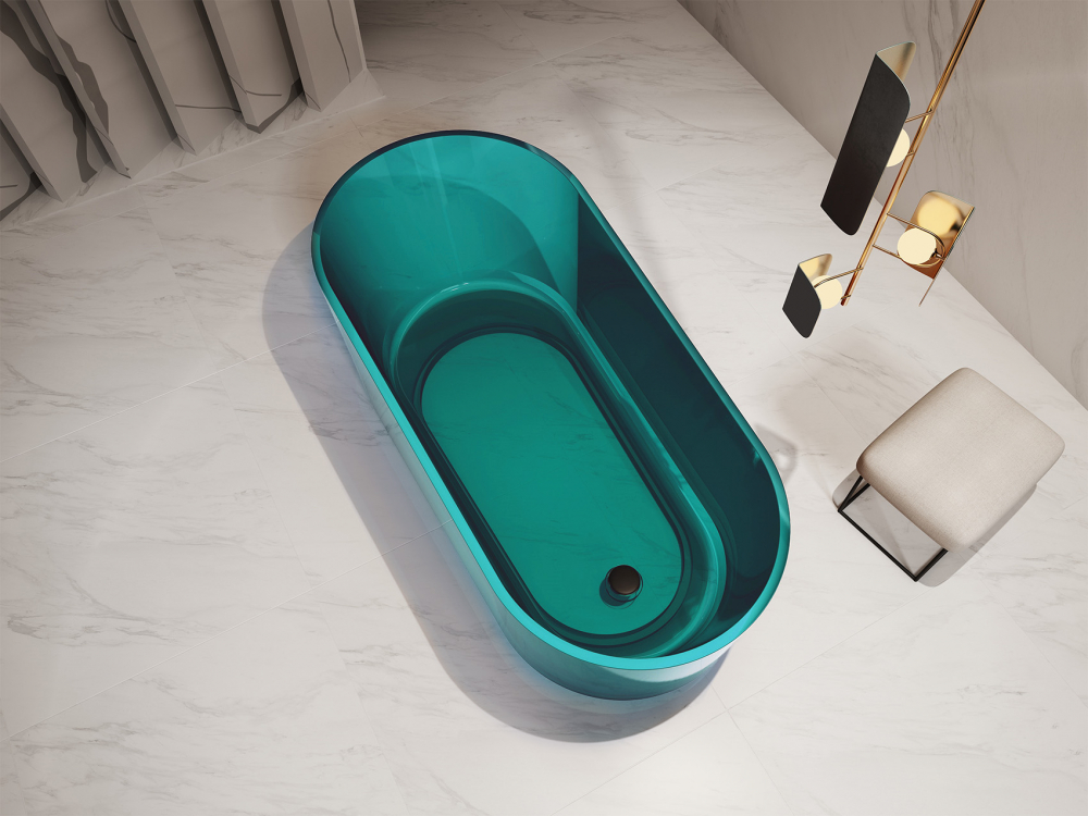 Прозрачная ванна ABBER Kristall AT9706Aquamarin бирюзовая - Gidratop.ru изображение