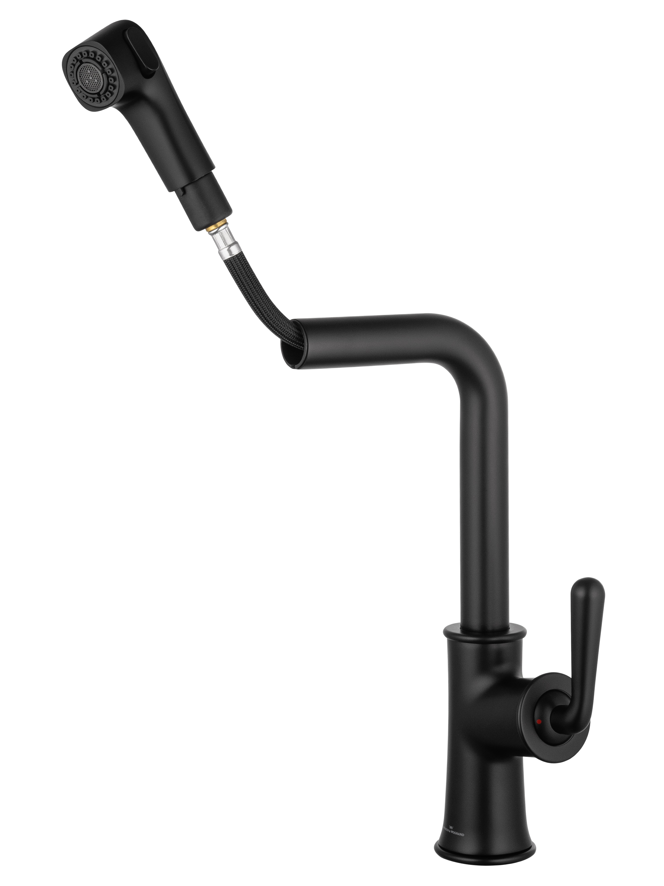 Смеситель для кухни с выдвижным изливом WONZON & WOGHAND, Черный матовый (WW-88439008A-MB) - Gidratop.ru изображение