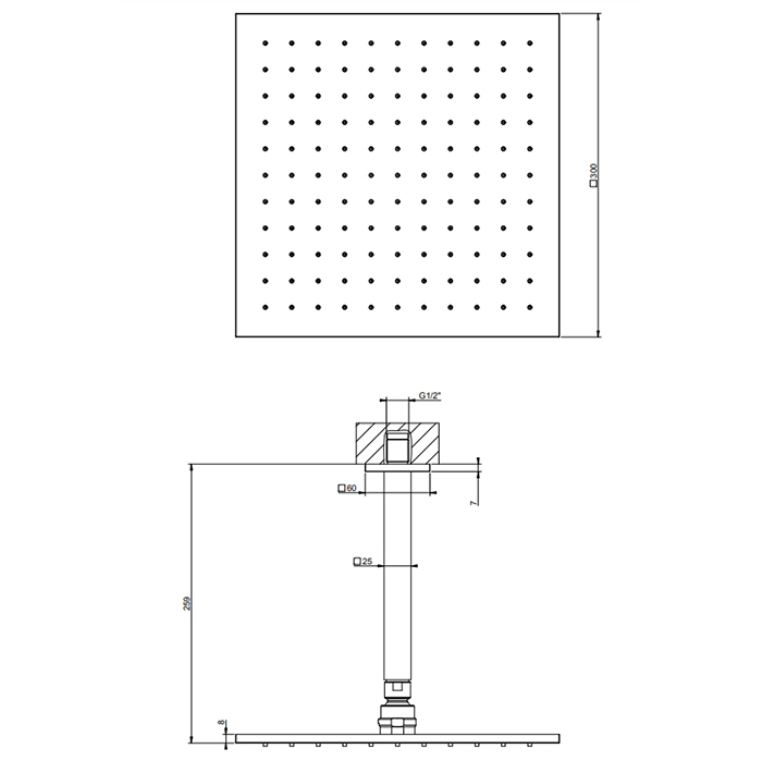 Gessi Emporio shower верхний душ потолочный, поворотная с шарниром, с защитой от известкового налёта, цвет: Finox Brushed Nickel - Gidratop.ru изображение
