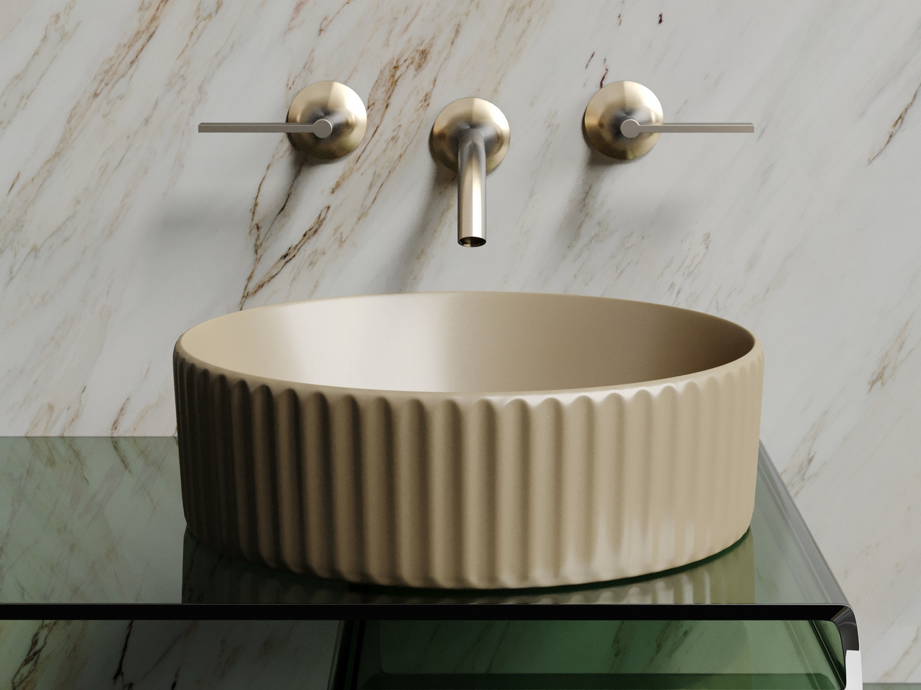 Умывальник чаша накладная круглая (цвет Капучино Матовый) Element 360x360x115мм - Gidratop.ru изображение