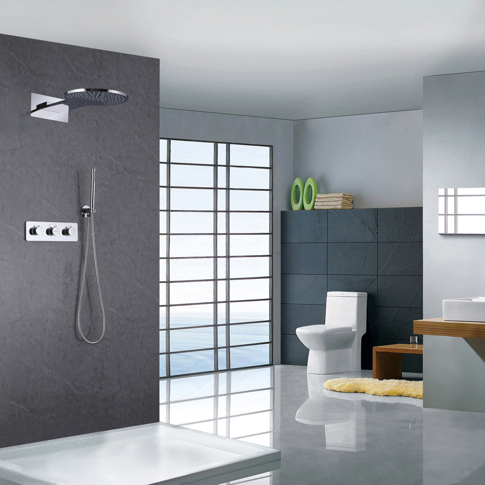 Душевая система ABBER Wasser Kreis AF8151 скрытого монтажа без излива, термостат, хром - Gidratop.ru изображение