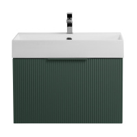 PREMIUM Тумба подвесная под раковину с выдвижным ящиком и внутренним ящиком, 55440 Plisse Verde opaco, 70x44x43 - Gidratop.ru изображение