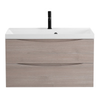 MARINO База под раковину подвесная с двумя выкатными ящиками, Rovere Grigio, 800x450x500, MARINO-800-2C-SO-RG-P - Gidratop.ru изображение