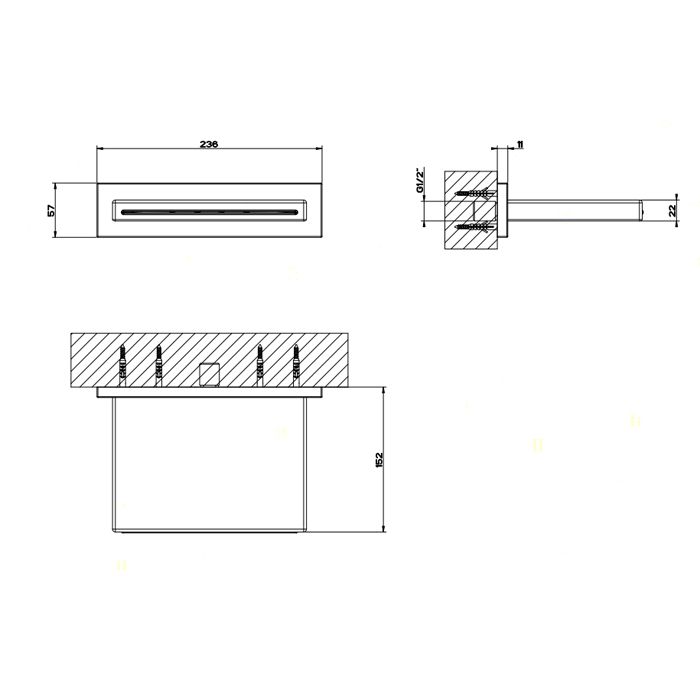 Gessi Rettangolo каскадный излив для душа настенный, для монтажа с удаленным управлением (не входит в комплект), цвет: шлифованная сталь - Gidratop.ru изображение