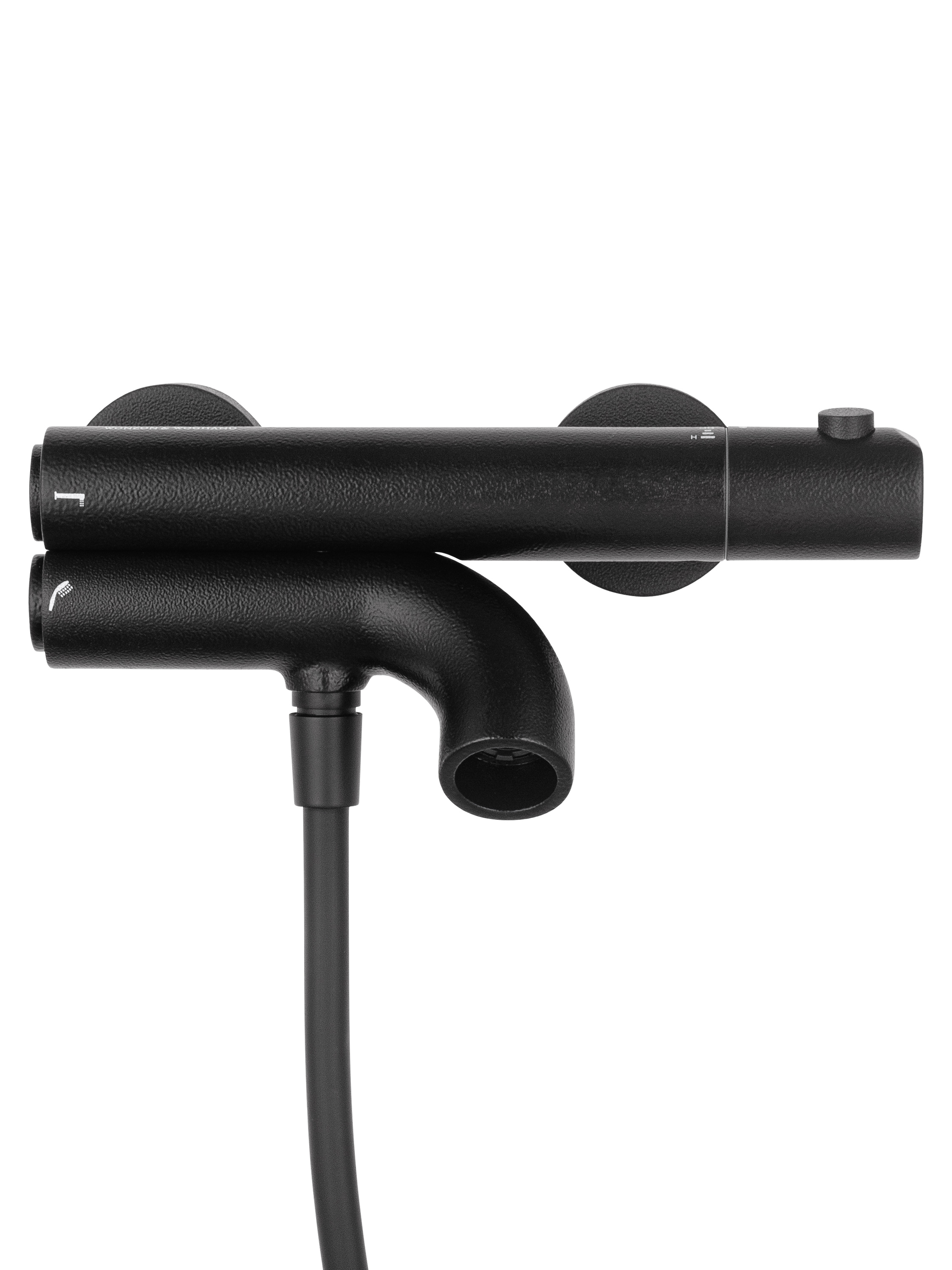 Смеситель для ванны с душевым гарнитуром и термостатом WONZON & WOGHAND LOOP, Черный матовый (WW-311-00-508) - Gidratop.ru изображение