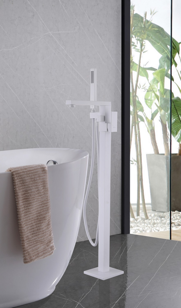 Смеситель ABBER Daheim AF8215W напольный, белый матовый - Gidratop.ru изображение