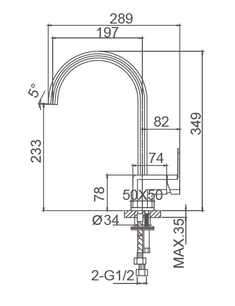 Смеситель для кухни WONZON & WOGHAND ARNIE, Хром (WW-692101-CR) - Gidratop.ru изображение