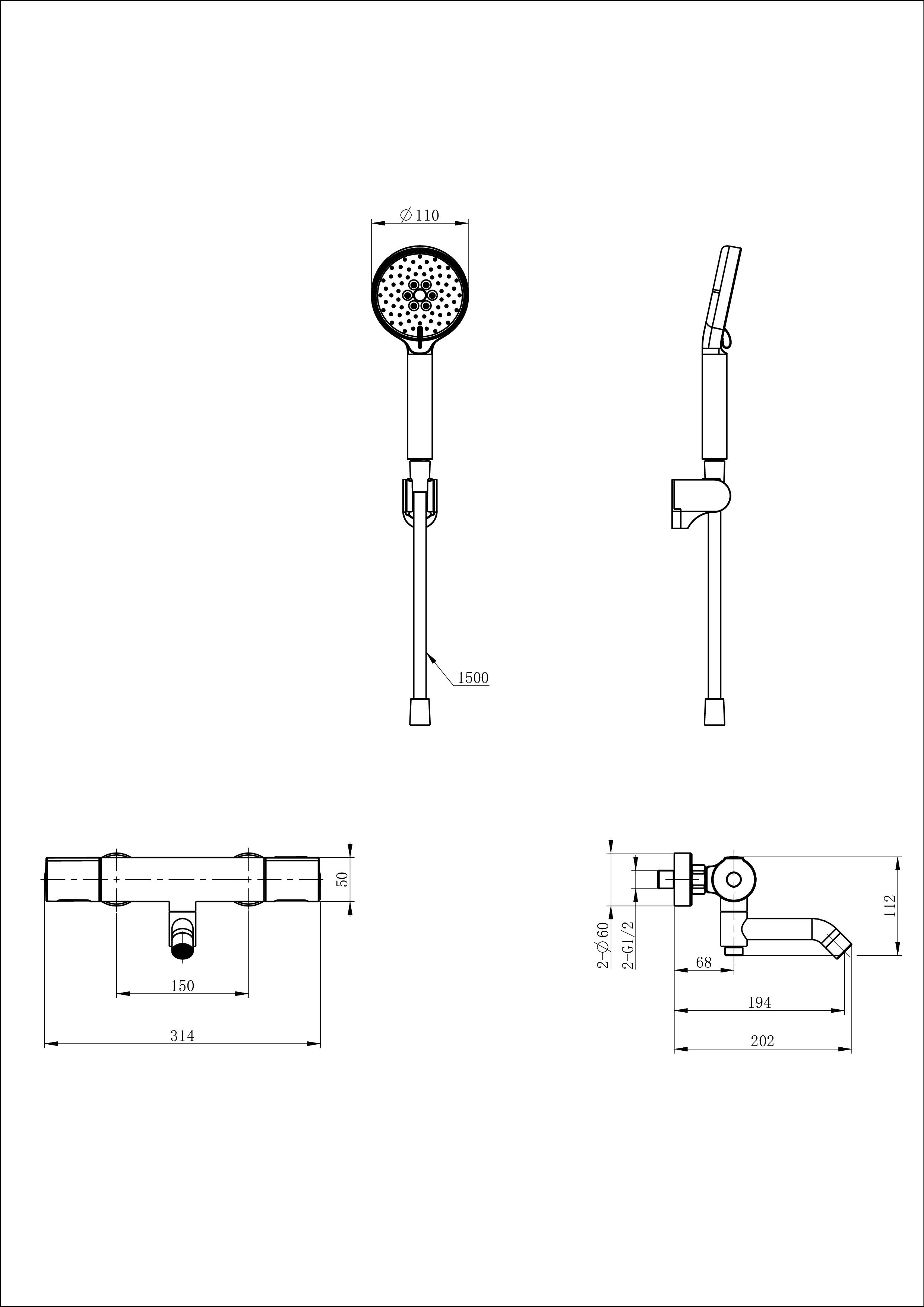 Смеситель для ванны с душем и термостатом WONZON & WOGHAND INN 2, Хром (WW-A2006-A1-CR) - Gidratop.ru изображение