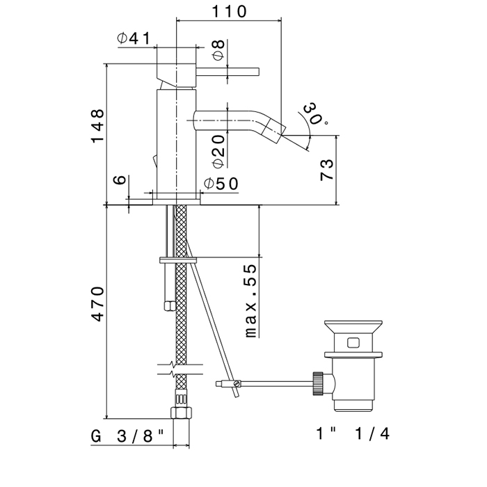 Newform XT Смеситель для биде на 1 отверстие с донный клапаном, излив 125мм, цвет: хром - Gidratop.ru изображение