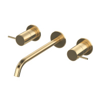 LEAF-BLI3L-20-L-SR Смеситель для раковины встраиваемый на три отверстия, длина излива 20 см, исполнение Sunrise - Gidratop.ru изображение