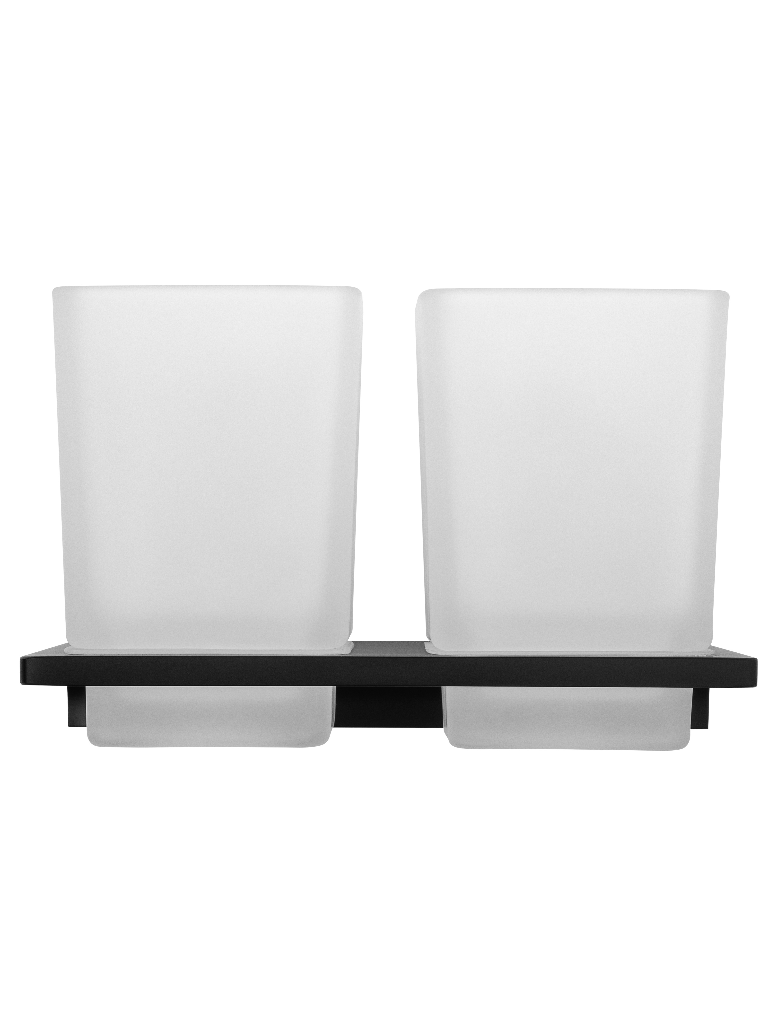 Два стакана для зубных щеток с держателем WONZON & WOGHAND ECLIPSE, Черный (WW-9128-BL) - Gidratop.ru изображение