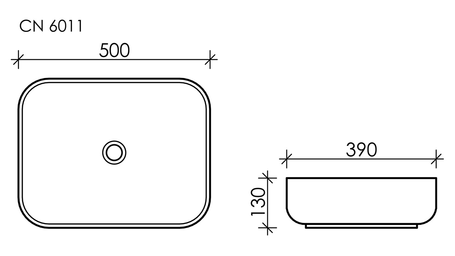 Умывальник чаша накладная прямоугольная Element 500x390x130мм - Gidratop.ru изображение