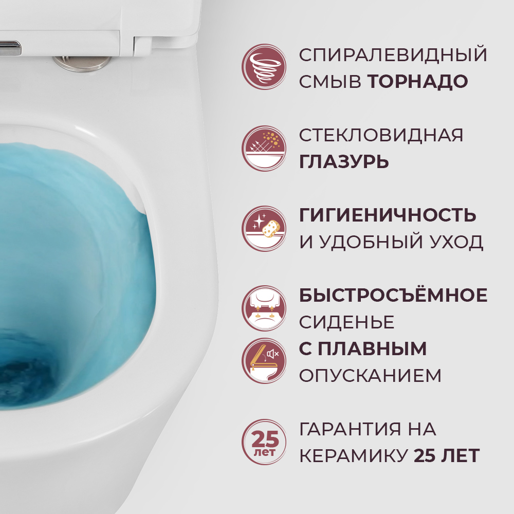Унитаз подвесной безободковый с сиденьем CEZARES RELAX CZR-3806-53-TH-TOR/SC - Gidratop.ru изображение