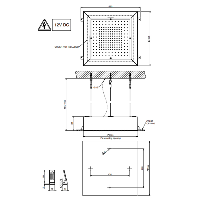 GESSI Minimali/Afilo накладная панель 500x500 мм., для встраив в потолок душ системы 57501/57503/57901, цвет Mirror steel - Gidratop.ru изображение