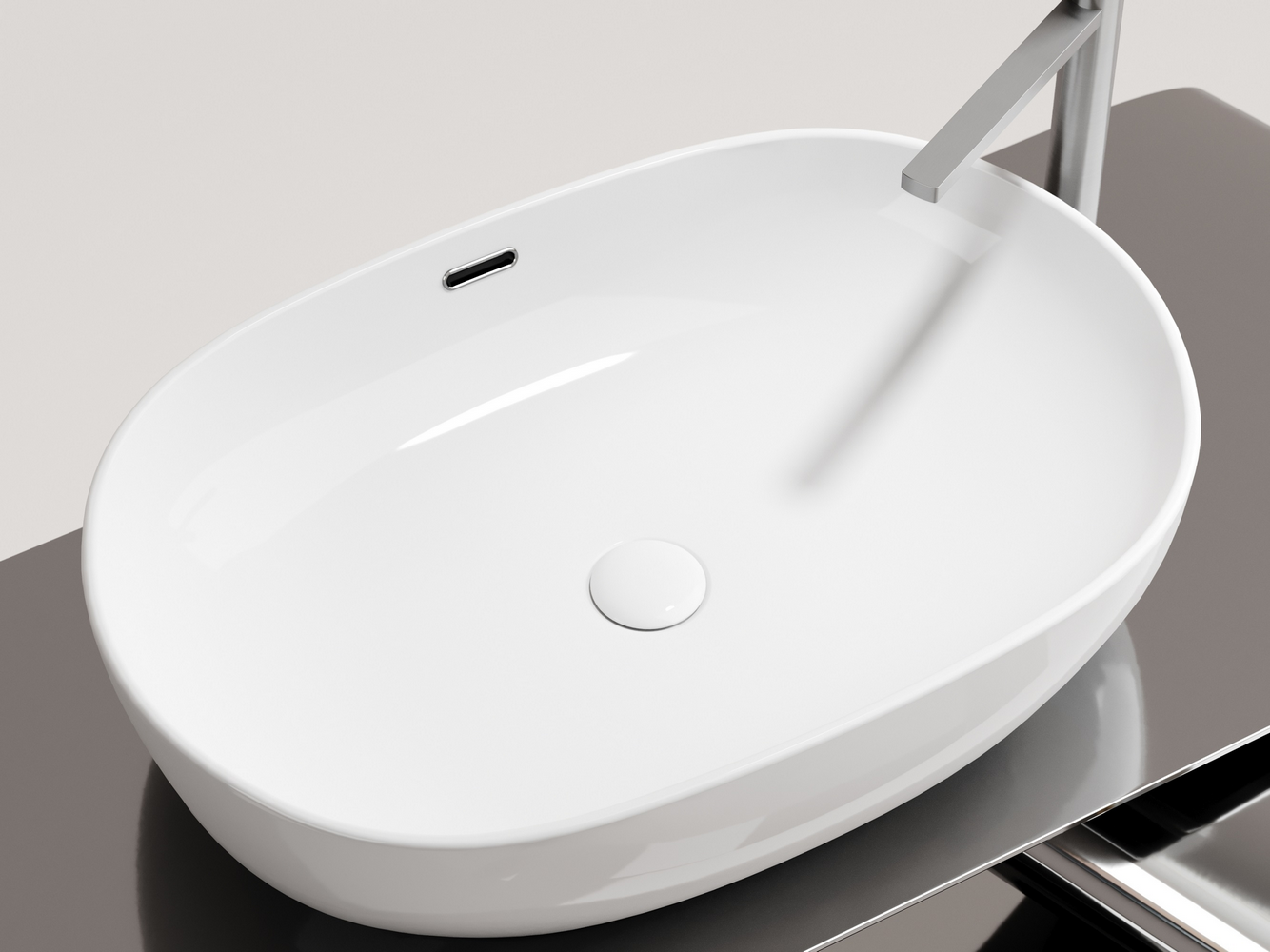 Умывальник чаша накладная овальная со сливом переливом Element 610x420x155мм - Gidratop.ru изображение