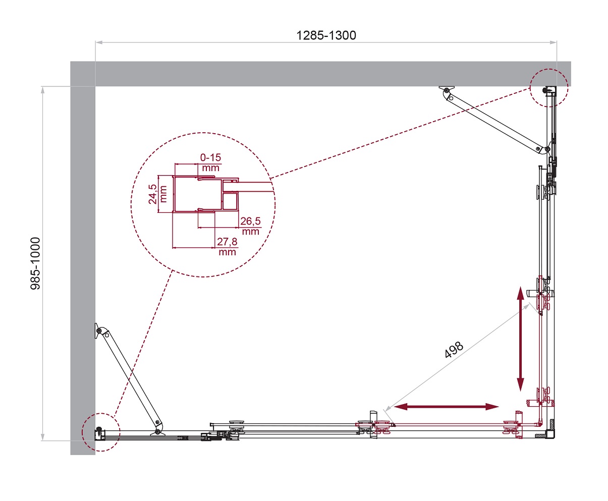 Душевой уголок BelBagno LUCE-AH-22-130/100-C-Cr - Gidratop.ru изображение