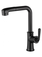 Смеситель для кухни с выдвижным изливом WONZON & WOGHAND, Черный матовый (WW-88439008A-MB) - Gidratop.ru изображение