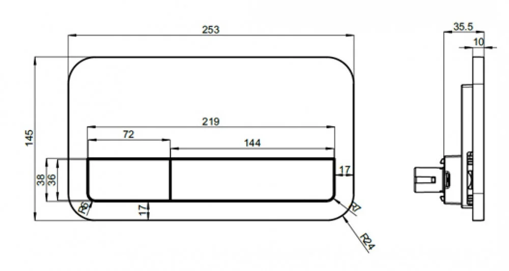 Клавиша смыва Villeroy & Boch ViConnect, черный матовый, 922490AN - Gidratop.ru изображение