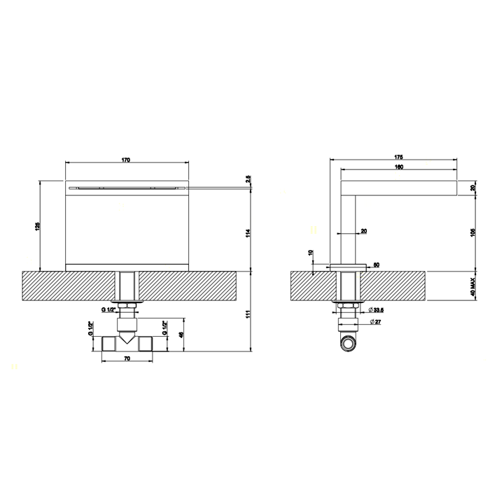 Gessi Rettangolo каскадный излив для ванны, для монтажа с удаленным управлением (не входит в комплект), цвет: хром - Gidratop.ru изображение