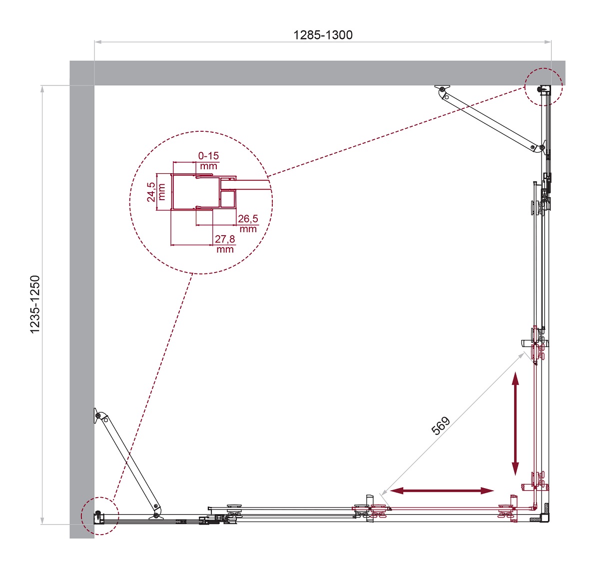 Душевой уголок BelBagno LUCE-AH-22-130/125-C-Cr - Gidratop.ru изображение