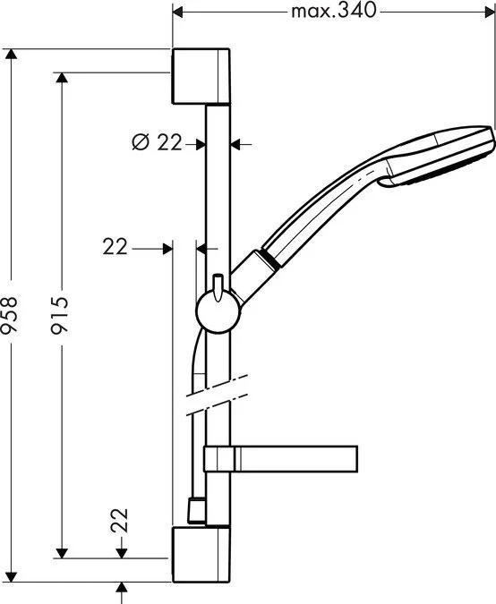 Душевой гарнитур Hansgrohe Croma 100 Vario EcoSmart/Unica'C 27653000, корпус хром, лицевая часть белая, 5 режимов струи - Gidratop.ru изображение