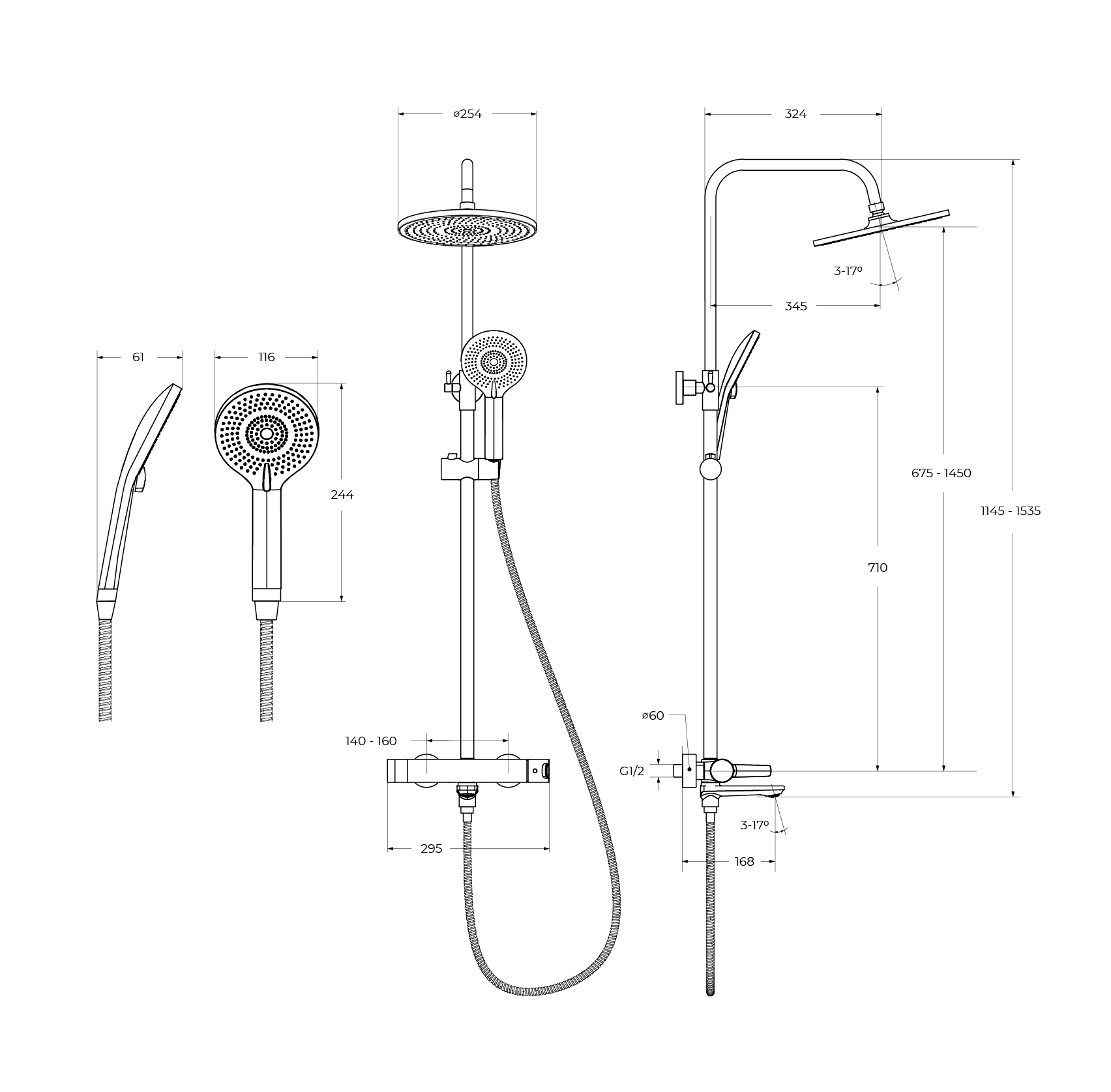 LUX-CVD-01 Душевая стойка со смесителем и изливом, хром - Gidratop.ru изображение