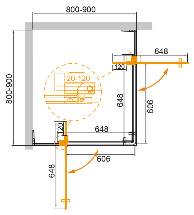 Душевой уголок CEZARES SLIDER-A-2-80/90-BR-Cr - Gidratop.ru изображение