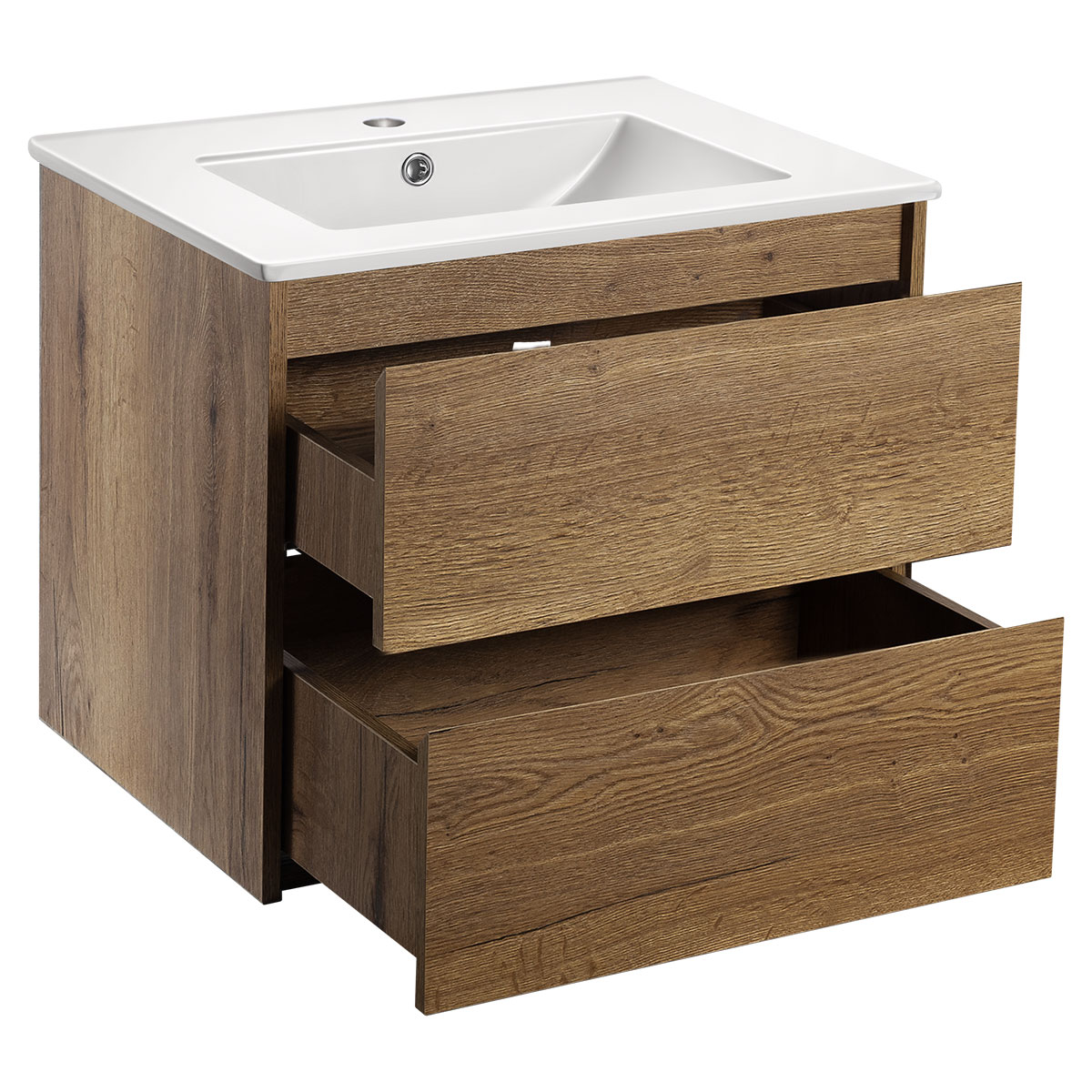 База под раковину Gio 600 подвесная, 2 выкатных ящика soft-close, T.Oak - Gidratop.ru изображение