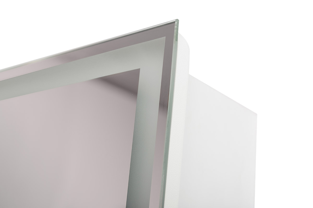 Зеркальный шкаф с одной распашной дверью, с двумя стеклянными полками, со встроенной подсветкой и сенсорным выключателем SPC-GRT-500/800-1A-LED-TCH, 12W, 220-240V, 500x800x150 - Gidratop.ru изображение