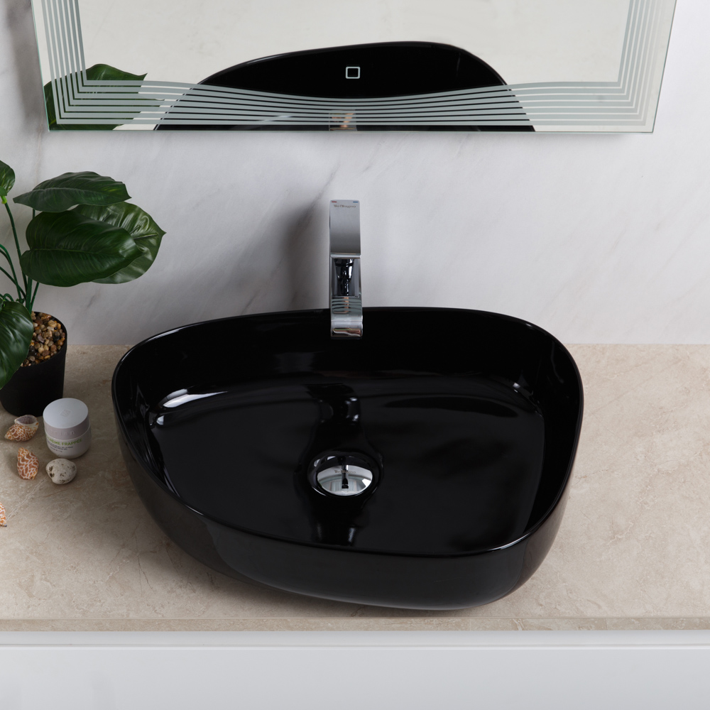Раковина керамическая накладная черная BB1435-NERO, 550x400x140 - Gidratop.ru изображение