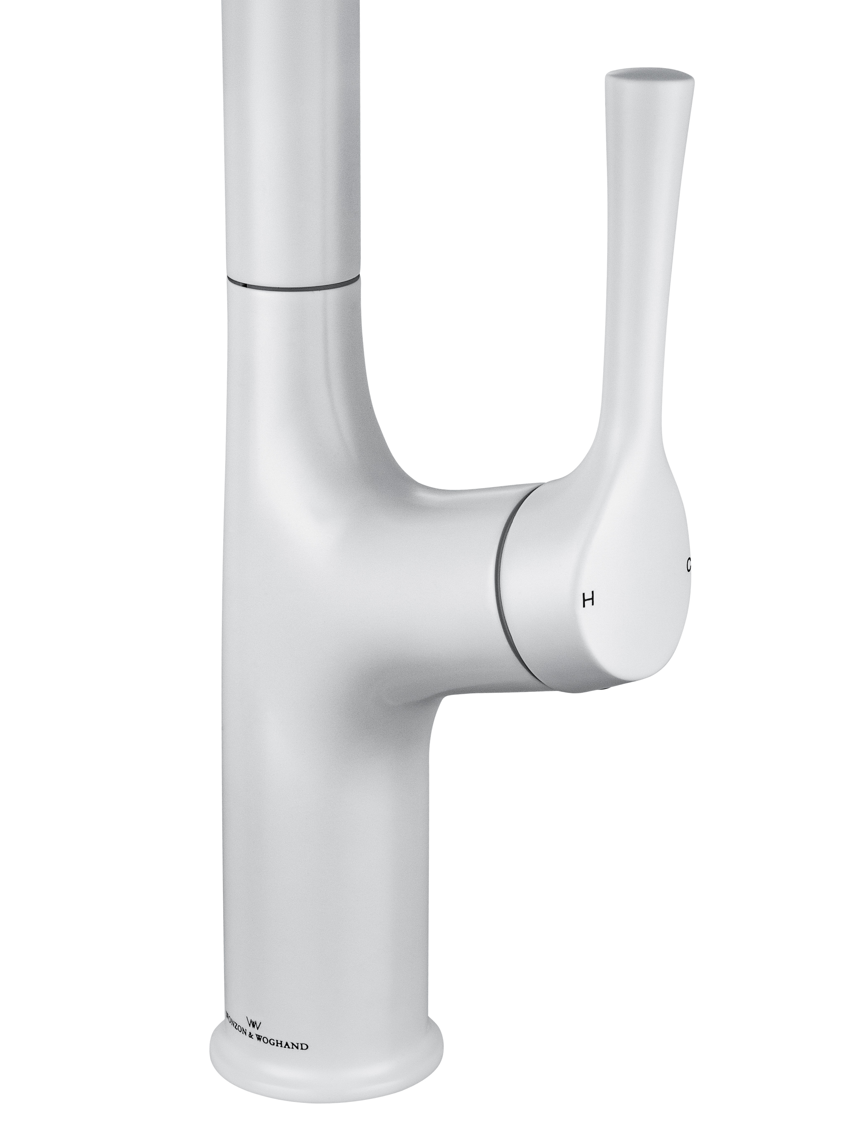 Смеситель для кухни с выдвижным изливом WONZON & WOGHAND, Белый матовый (WW-AE54123-MW) - Gidratop.ru изображение