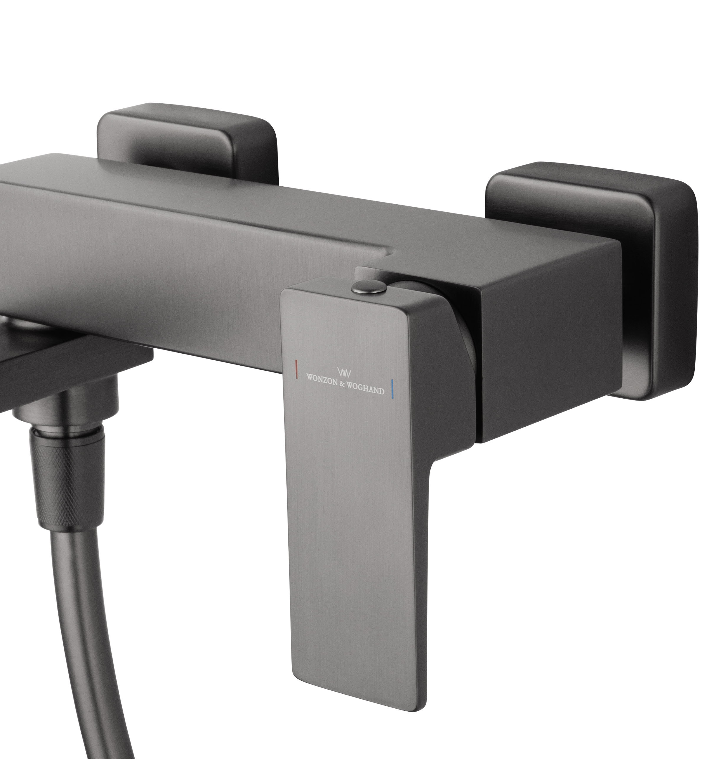 Смеситель для ванны с душем WONZON & WOGHAND CUBE 2.0, Темный графит (WW-88037068-BGM) - Gidratop.ru изображение