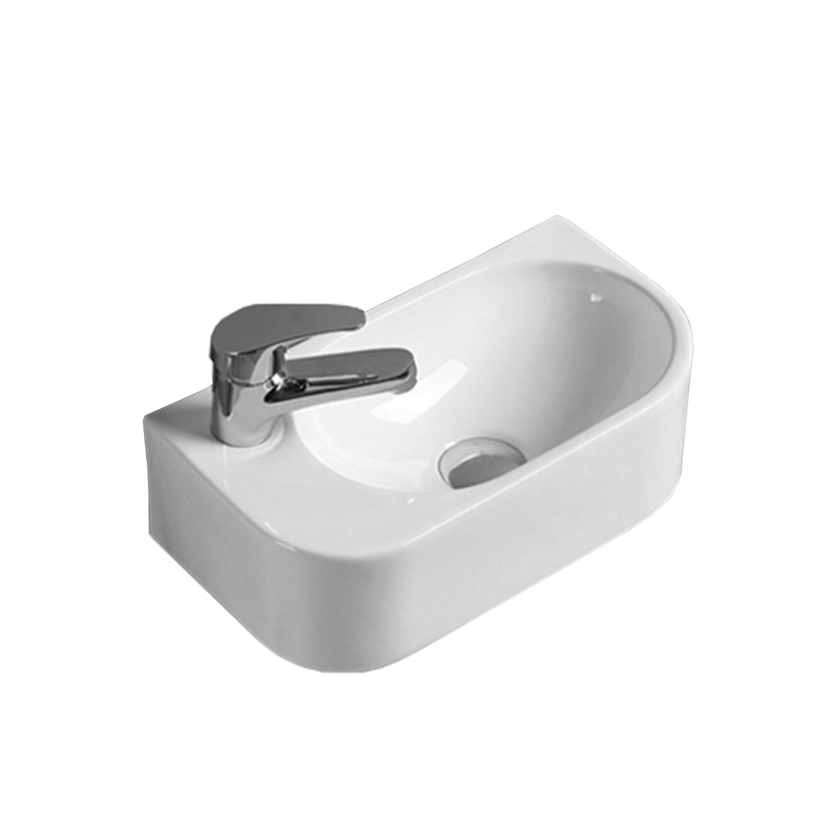 Раковина керамическая Vincea VBS-506L, 400*215*120, подвесная, цвет белый, левая - Gidratop.ru изображение