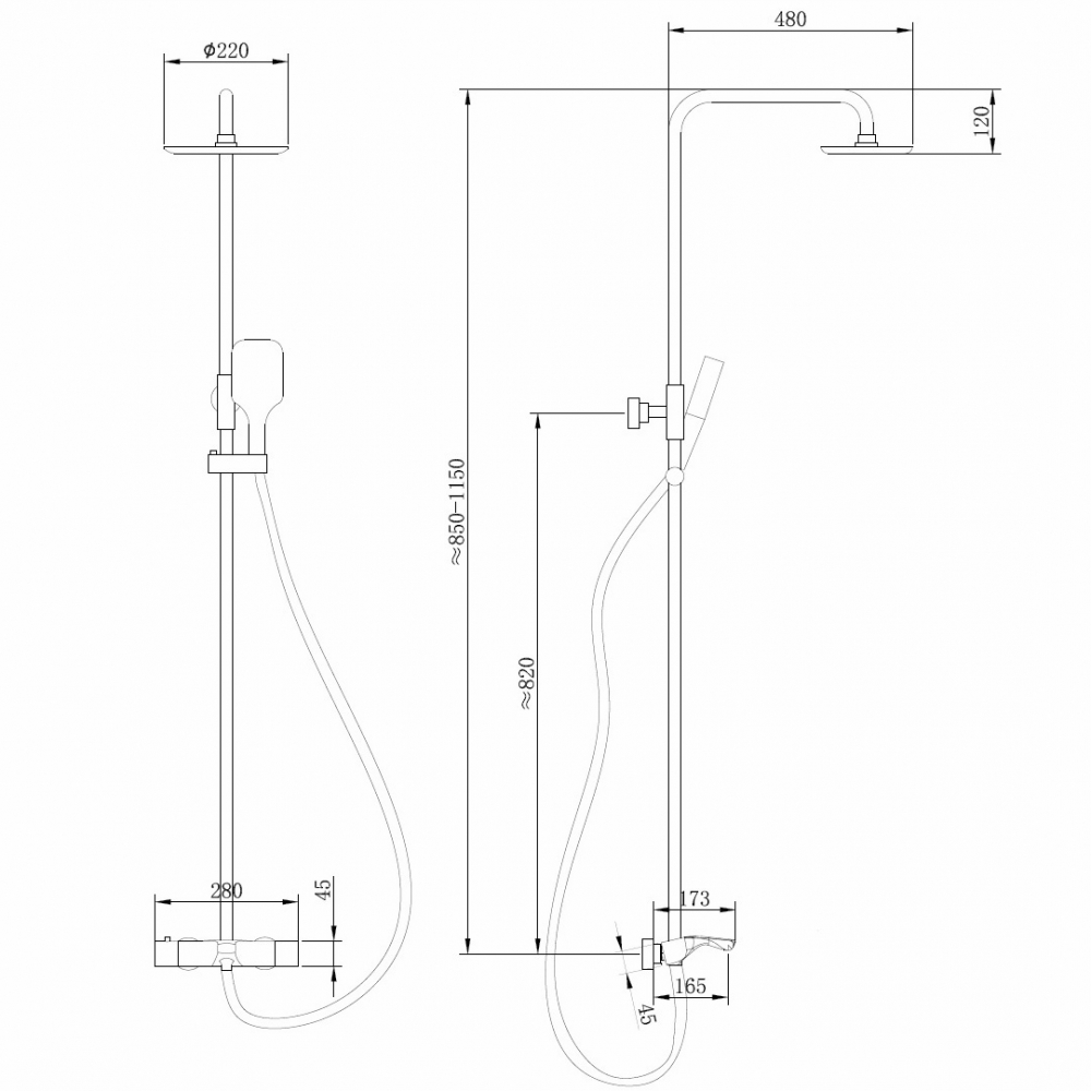 Душевая стойка ABBER Thermostat AF8516NG с термостатом и изливом, никель - Gidratop.ru изображение