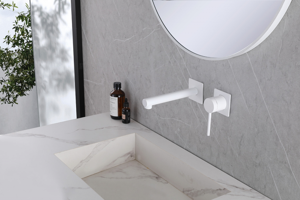 Смеситель ABBER Emotion AF8812W для раковины скрытого монтажа, белый - Gidratop.ru изображение