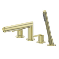 Смеситель ABBER Perfekte 316 AF8A13BG на борт ванны с лейкой, золото брашированное - Gidratop.ru изображение