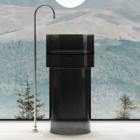 Раковина отдельностоящая прозрачная ABBER Kristall AT2701Onyx-H черная - Gidratop.ru изображение