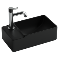 Умывальник подвесной прямоугольный (чаша справа, отверстие под смеситель слева) цвет черный матовый Element 395x220x125мм - Gidratop.ru изображение