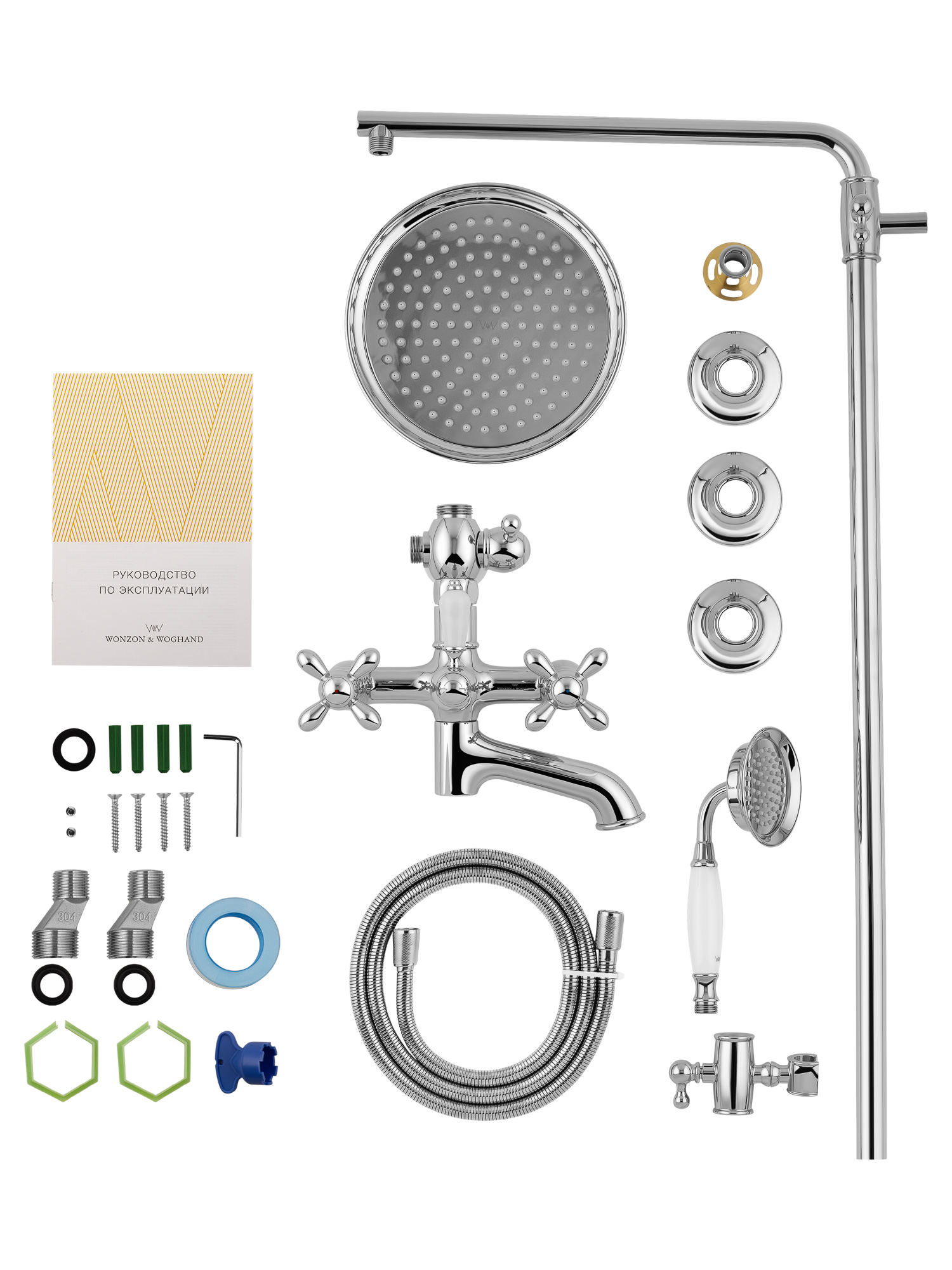 Душевая система WONZON & WOGHAND RETRO, Хром (WW-88739020-CR) - Gidratop.ru изображение