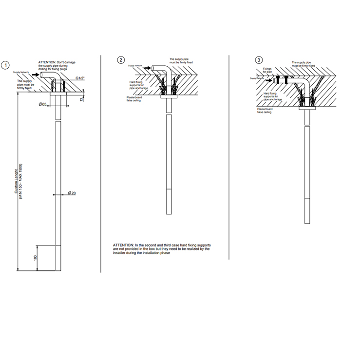 GESSI 316 излив потолочный для удаленного управления, длина под заказ(365-1900мм), цвет: brushed black metal pvd - Gidratop.ru изображение
