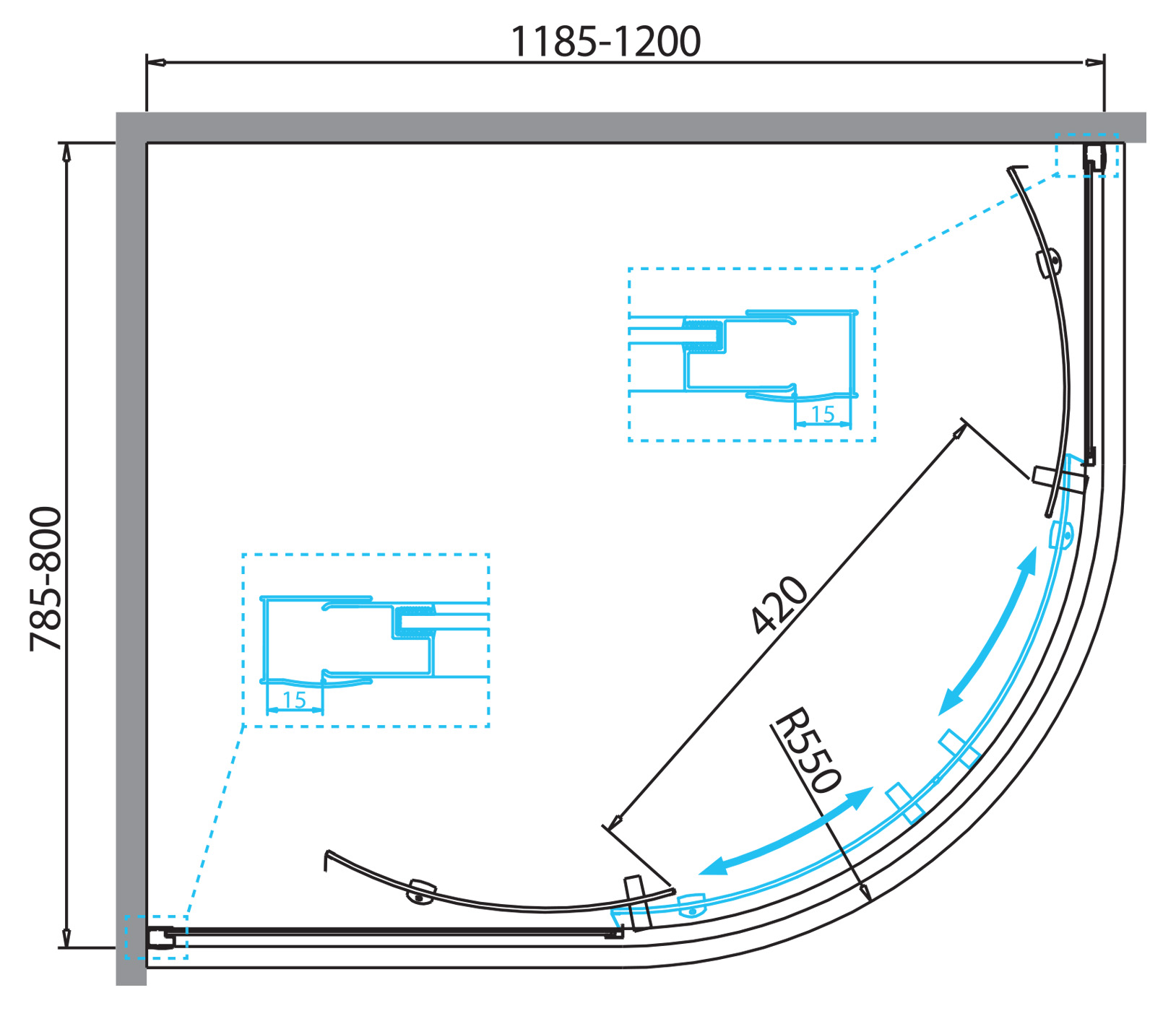 Душевой уголок BelBagno DUE-RH-2-120/80-C-Cr - Gidratop.ru изображение