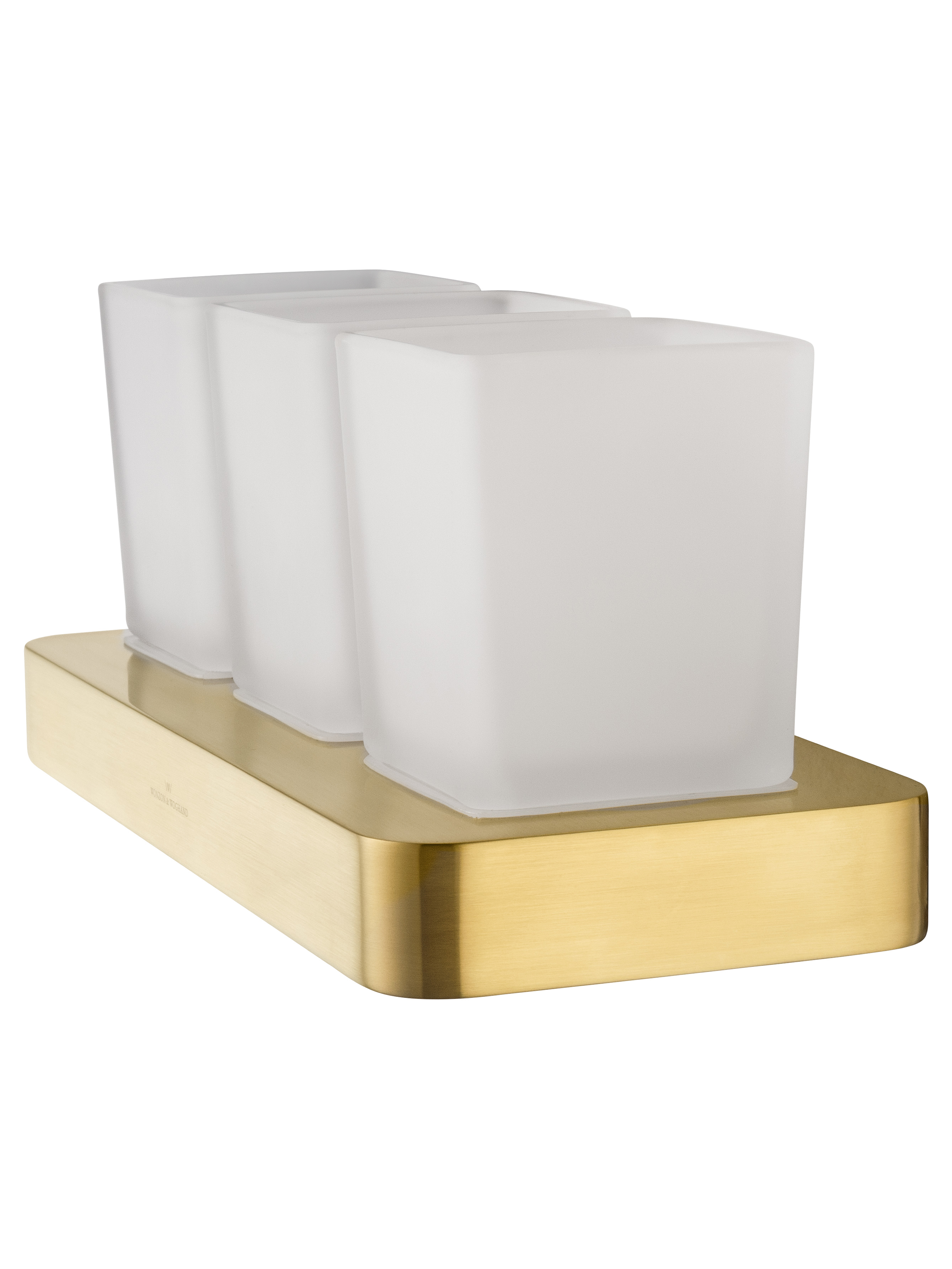 Три стакана для зубных щеток с держателем WONZON & WOGHAND LOTTE, Брашированное золото (WW-8338-BG) - Gidratop.ru изображение