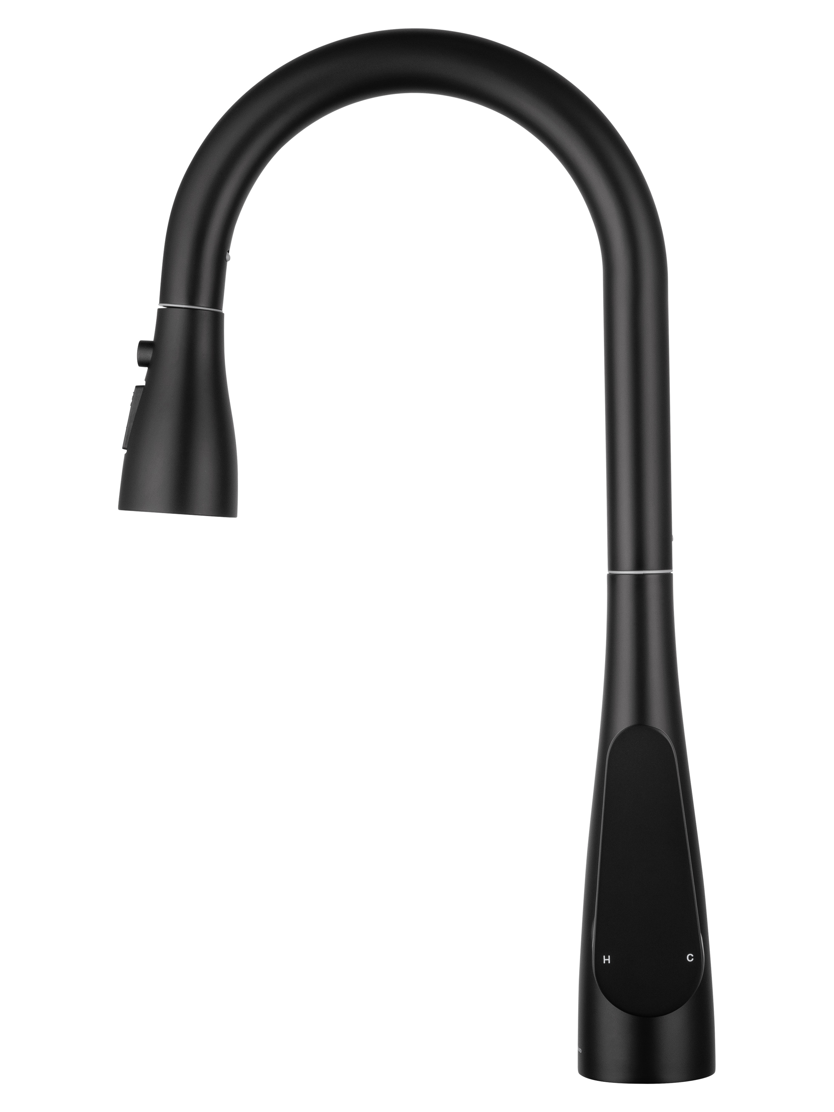 Смеситель для кухни с выдвижным изливом WONZON & WOGHAND, Черный матовый (WW-121E201B-MB) - Gidratop.ru изображение