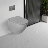 Унитаз подвесной Globo VT1-14TMG Tornado, цвет серый матовый, ультратонкое soft-close сиденье - Gidratop.ru изображение