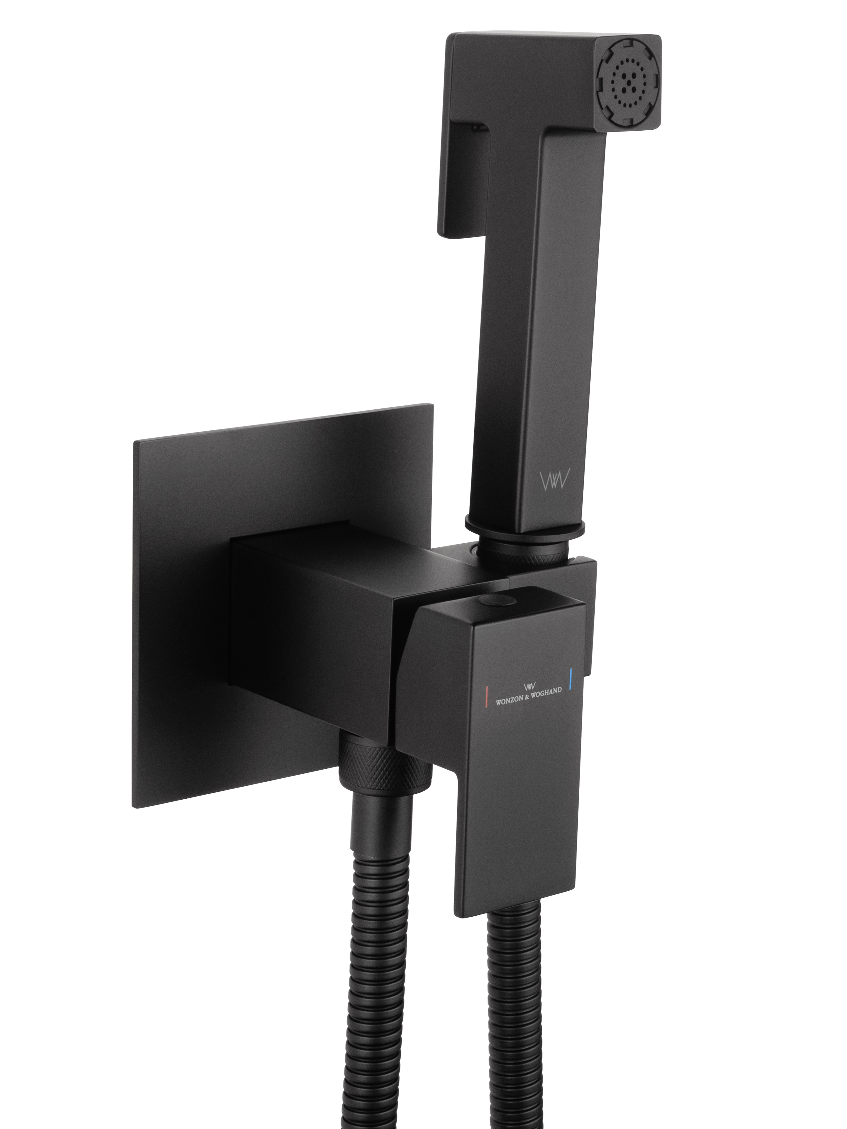 Смеситель с гигиеническим душем встраиваемый WONZON & WOGHAND, Черный матовый (WW-88829903-MB) - Gidratop.ru изображение