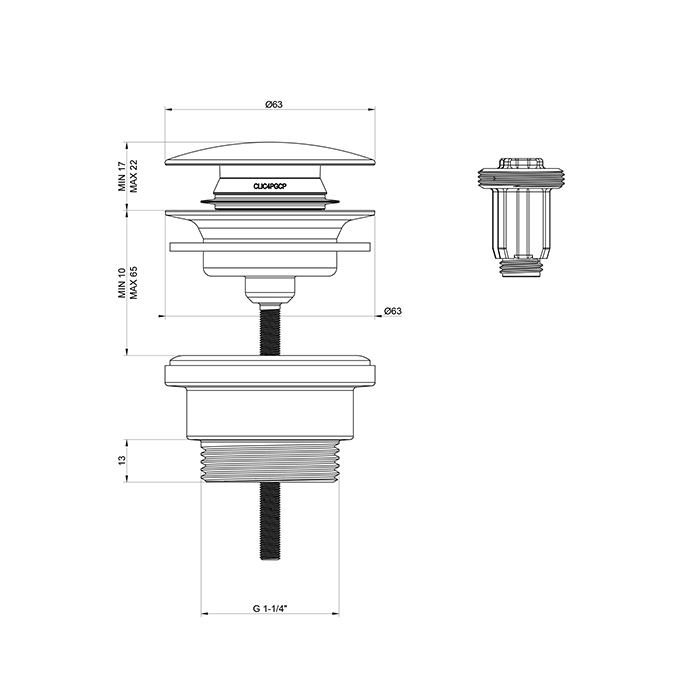 GESSI 316 донный клапан нажимной ldquo;StopGo, для раковин без перелива, цвет черный матовый - Gidratop.ru изображение