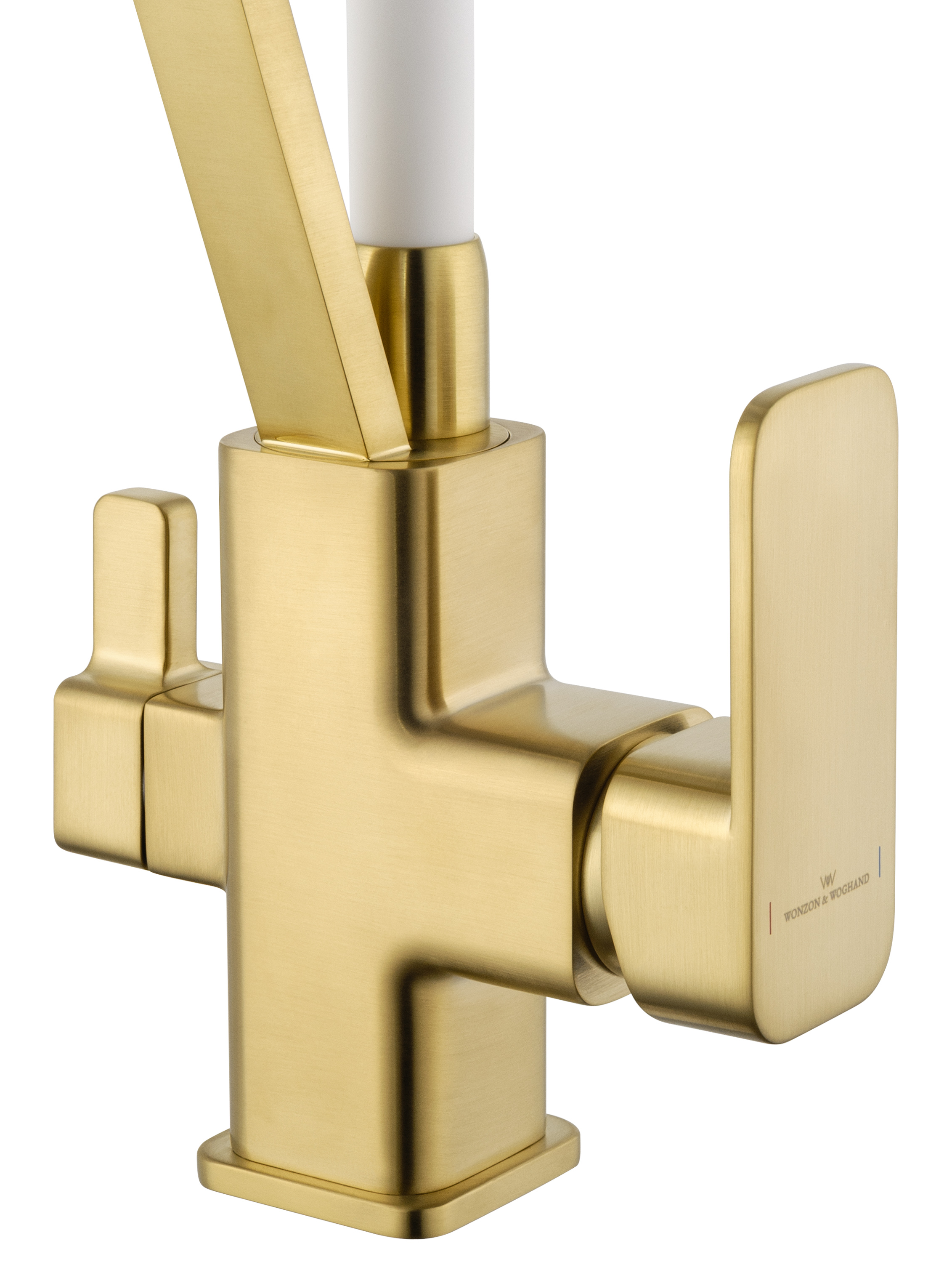 Смеситель для кухни с гибким изливом и подключением фильтра WONZON & WOGHAND, Брашированное золото (WW-88458013-BG(MW)) - Gidratop.ru изображение