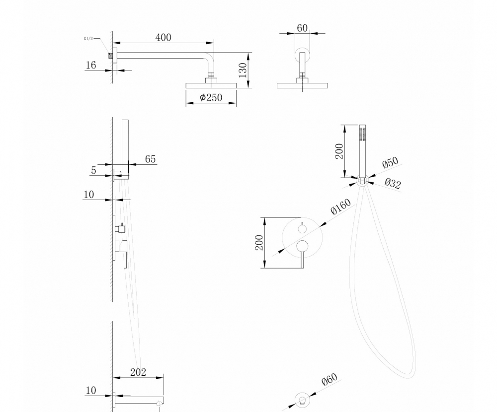 Душевая система ABBER Emotion AF8817NG скрытого монтажа с изливом, никель - Gidratop.ru изображение