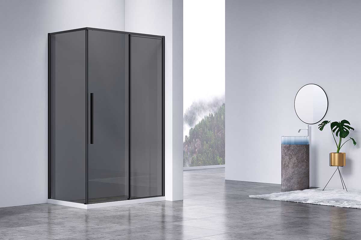 Душевой уголок Slim-N VSR-4SN9013CGB, 1300*900, черный, стекло тонированное - Gidratop.ru изображение